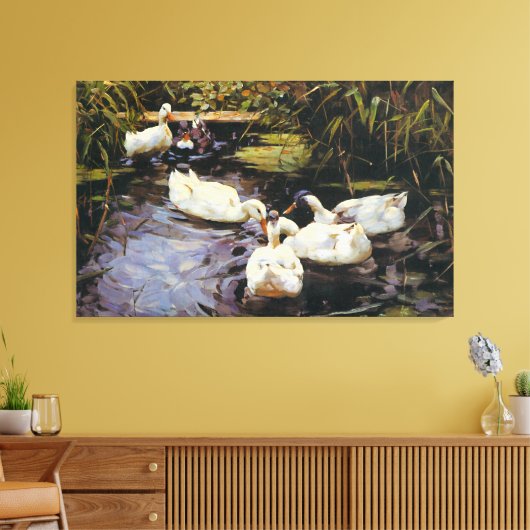  Alexander Koester Ducks op een Reed Pond Canvas Afdruk (Insitu (Woonkamer))