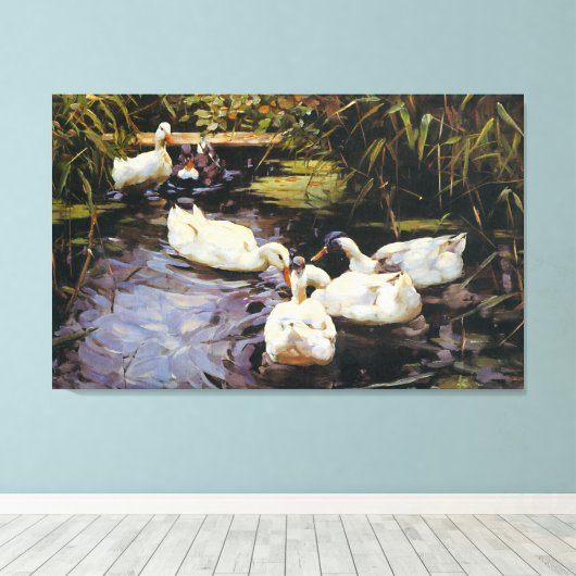  Alexander Koester Ducks op een Reed Pond Canvas Afdruk (Insitu (Houten vloer))