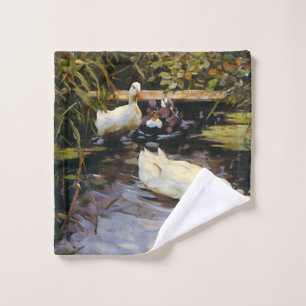 Alexander Koester Ducks op een Reed Pond Washandje