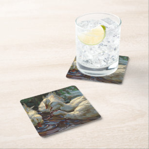  Alexander Koester Vier Eenden bij de Pond Vierkante Kartonnen Onderzetter