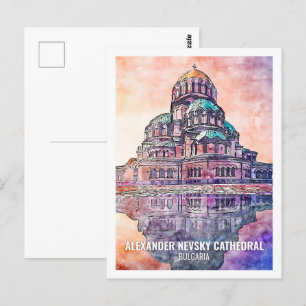 Alexander Nevsky Cathedral Travel Place Waterverf Briefkaart