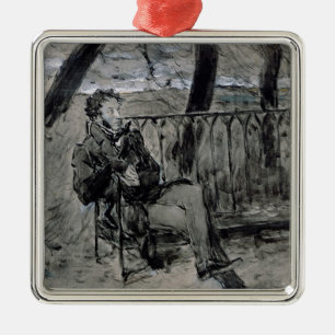 Alexander Pushkin in een Park, 1899 Metalen Ornament