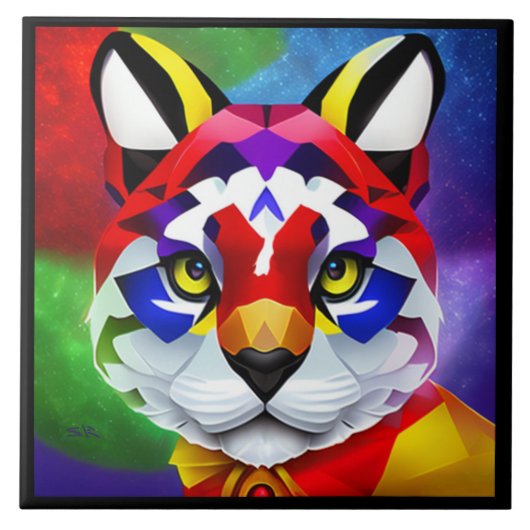 Alexander's Cat grote zwarte tegel Tegeltje (Voorkant)