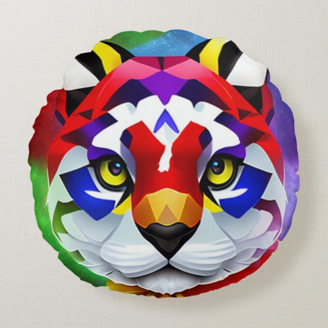 Alexander's Cat zwart rond poly gooi kussen (Voorkant)