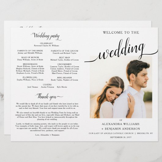 Alexandra katholieke Wedding Mass Ceremony Program (Voorkant / Achterkant)