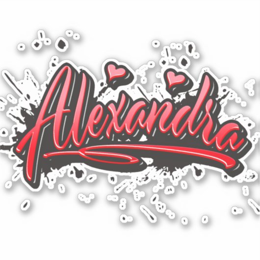 Alexandra red Heart Graffiti Aufkleber Sticker (Voorkant)
