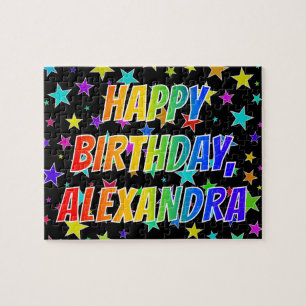 "ALEXANDRA" voornaam, geun "HAPPY BIRTHDAY" Legpuzzel
