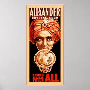 Alexandre, affiche vintage de magicien de ~ en