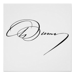 Alexandre Dumas handtekening autograaf beroemde sc Perfect Poster