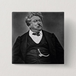 Alexandre Dumas pere (1802-70) uit 'Galerie Cont' Vierkante Button 5,1 Cm