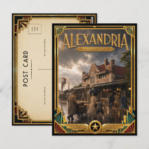 Alexandria Minnesota Vintage Art Deco Gouden Tijdp Briefkaart
