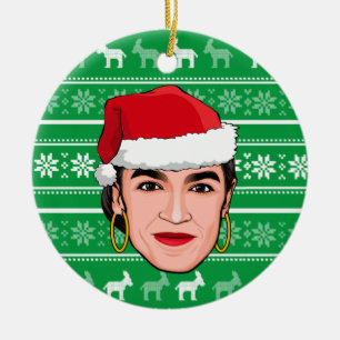 Alexandria Ocasio-Cortez (AOC) Kerstmis Keramisch Ornament