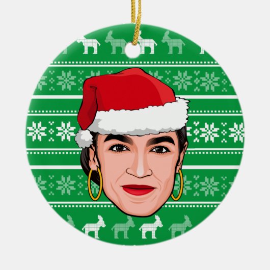 Alexandria Ocasio-Cortez (AOC) Kerstmis Keramisch Ornament (Voorkant)