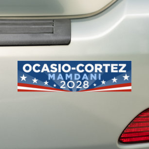 Alexandria Ocasio-Cortez AOC Zohran Mamdani 2028 Bumpersticker