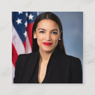 Alexandria Ocasio Cortez Portrait Vierkante Visitekaartje