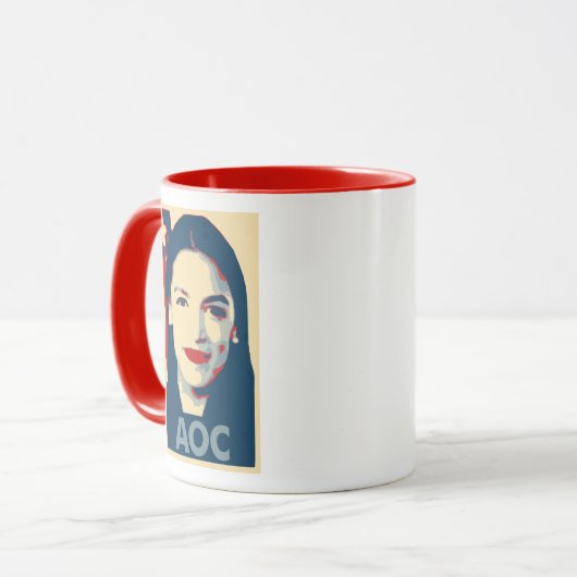 Alexandria Ocasio Cortez Poster Politiek Parody Mok (Voorkant links)