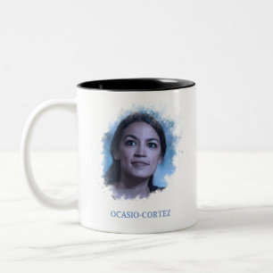 Alexandria Ocasio-Cortez - Roke Design Tweekleurige Koffiemok