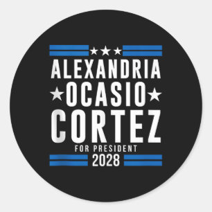 Alexandria Ocasio Cortez voor President 2028, AOC Ronde Sticker