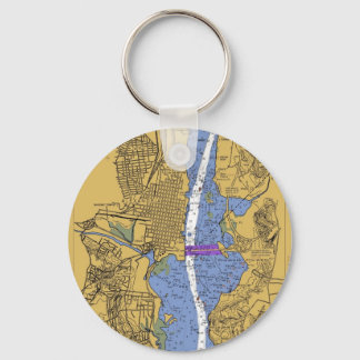 Alexandria VA Nautical Harbor Chart Keycha Sleutelhanger