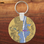 Alexandria VA Nautical Harbor Chart Keycha Sleutelhanger (Voorkant)
