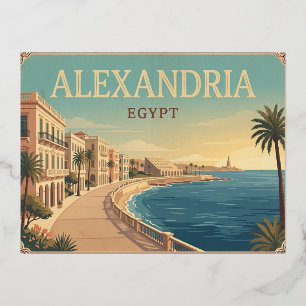 Alexandrië Egypte Vintage Reisposter Folie Feestdagen Briefkaart