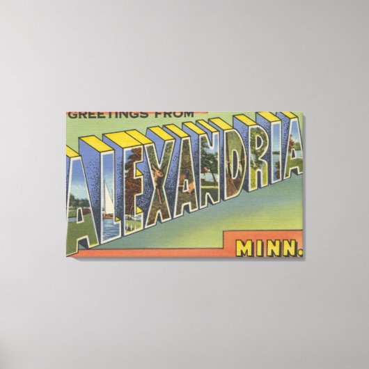 Alexandrië, Minnesota - Grote lettertjes Canvas Afdruk (Voorkant)