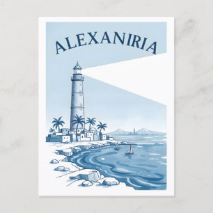Alexandrië Vuurtoren Kust Scène Reizen Briefkaart