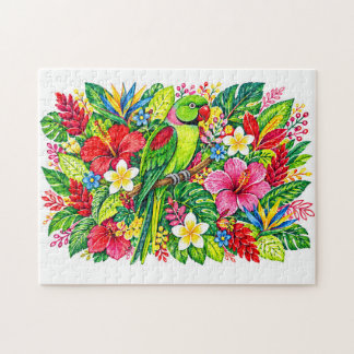 Alexandrijnse Parkiet Tropische Frangipani Strelit Legpuzzel