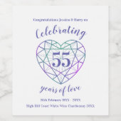 Alexandrite anniversaire 55 ans vin étiquette (Étiquettes simples)