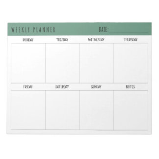 Alexandrite Teal Simple Modern Weekly Planner Notitieblok