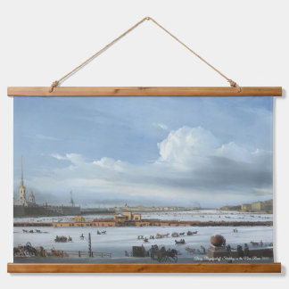 Alexey Bogolyuboff. Rodelen op de rivier de Neva.. Hangend Wandkleed