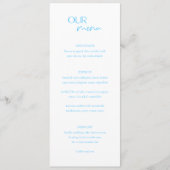 Alexis Blauw Elegant Modern Bruiloft Menu (Voorkant)