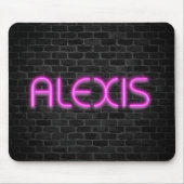 ALEXIS in roze neonverlichting Muismat (Voorkant)