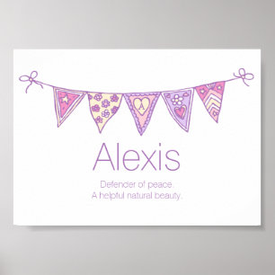 Alexis-naam betekent paarse roze bundel poster