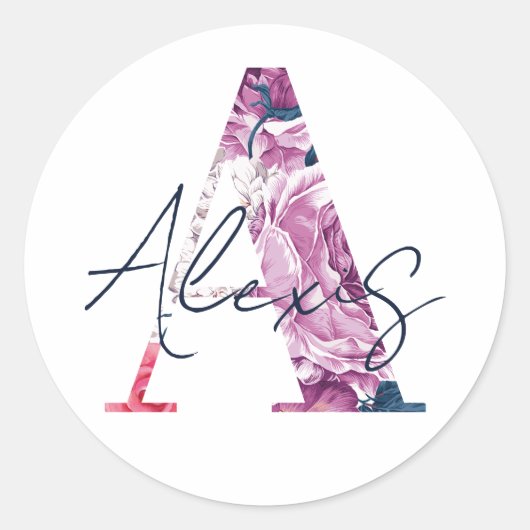 Alexis Naam Custom Sticker Meisjes Label Floral A (Voorkant)