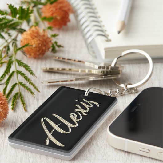 Alexis Name whitegold Schlüsselanhänger Anhänger Sleutelhanger (Voorkant Rechts)