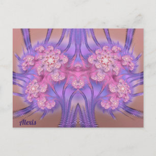 ALEXIS ~ Pastel roze en Paars 3D-ontwerp ~ Briefkaart