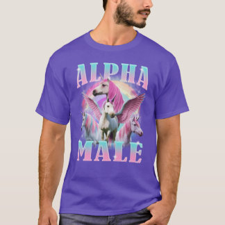 Alfa mannetje eenhoorn grappige meme meisje t-shirt