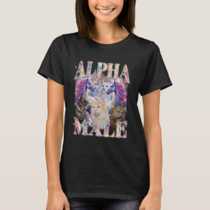 Alfa mannetje eenhoorn kat ironische vintage bootl t-shirt