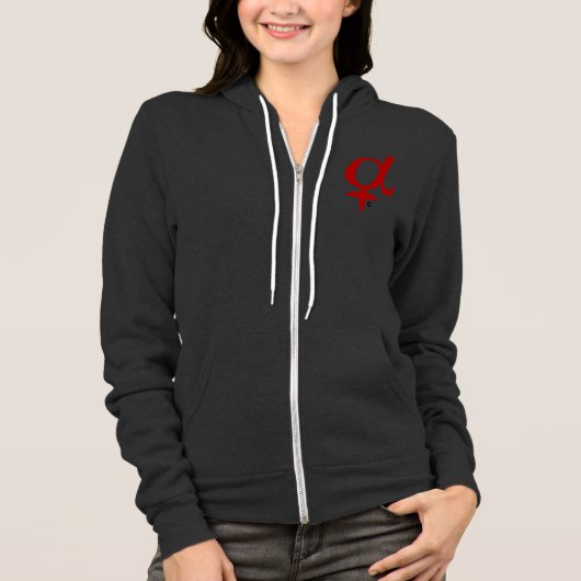 Alfa Vrouw Symbool Zip Hoodie (Voorkant)