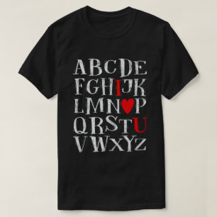 Alfabet ABC Hart Liefde Valentijnsdag Leraar T-shirt