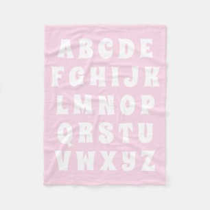 Alfabet Abc patroon roze witte kinderen kamerdecor Fleece Deken