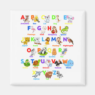 Alfabet Animal ABCs Learning Square Magnet Magneet