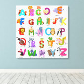 Alfabet Animal Clipart Learning Canvas Afdruk (Insitu (Houten vloer))