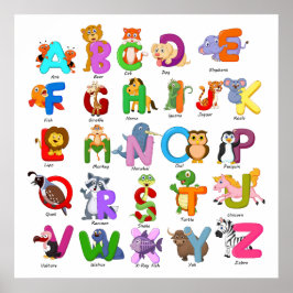 Alfabet Animal Clipart Learning Poster
