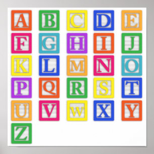 Alfabet babyblokken poster