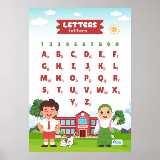 Alfabet & Cijfers Educatief Poster (Voorkant)