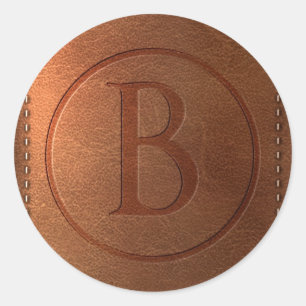 alfabet cuir lettre B Ronde Sticker