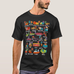 Alfabet Dier ABC's Leren Vervoer Letter T-shirt
