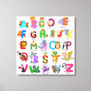 Alfabet Dier Clipart Kind Leren Canvas Afdruk